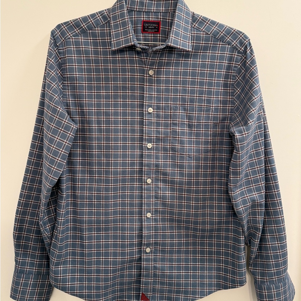 Men's UNTUCKit Blue Plaid Button-Down Flannel Shirt